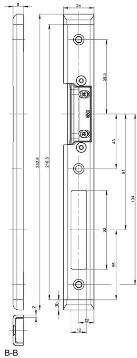 Actual product image G-U Schliessplatte Sbl/U24x8/146/216/AT/NL12 (Striking plate)
