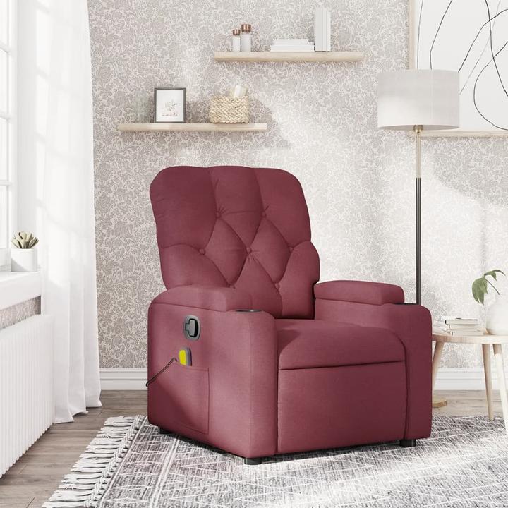 Actual product image VidaXL Massage chair wine red fabric,Colour: Wine red,Material: Fabric