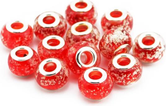 Image du produit Hermex Verre Bead Perle argenté 925 - Rouge (Argent 925, Verre)