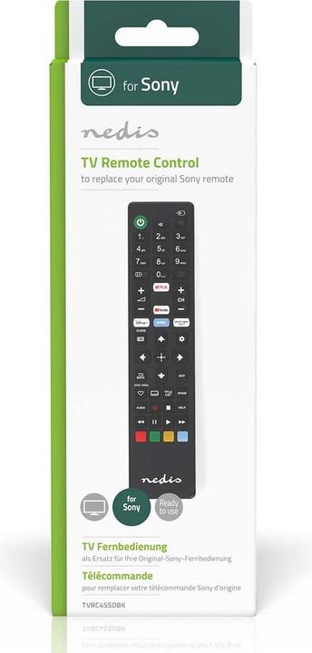 Immagine prodotto Nedis Telecomando di ricambio | Adatto per: Sony | Fisso | 1 dispositivo | Amazon Prime / Disney + Button (Telecomando specifico per il dispositivo, Infrarossi)