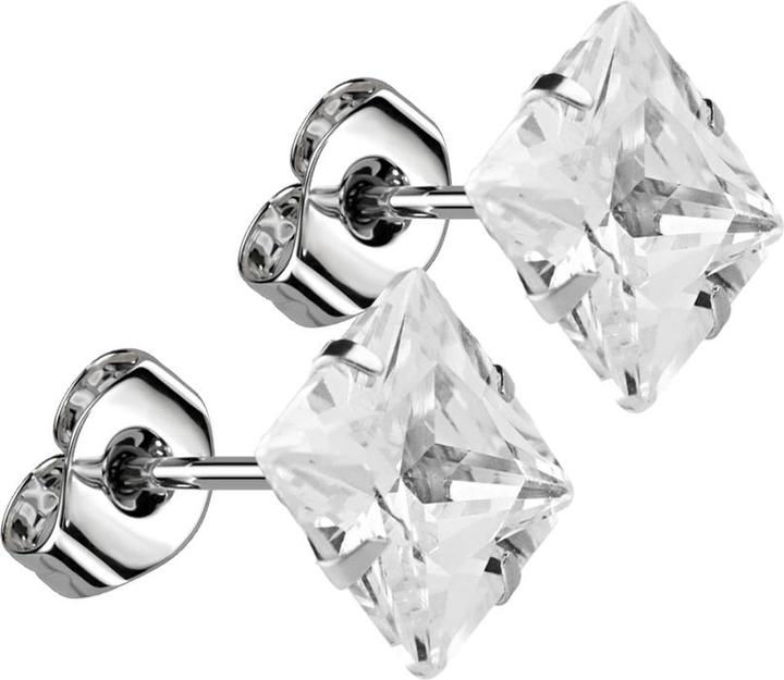 Immagine prodotto Star Piercing Orecchini con cristalli quadrati in argento (senza ottone, Acciaio chirurgico 316L)