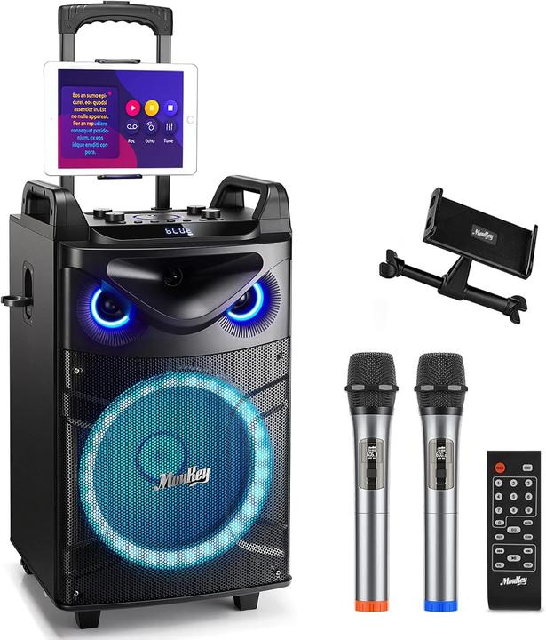 Image du produit MouKey Karaoke Maschine MTs12-1 mit zwei Mikrofonen (1x 200 W)