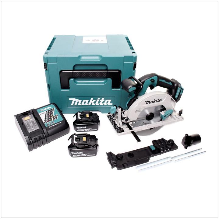 Image du produit Makita DHS 680 RTJ Scie circulaire portative sans fil 18 V 165 mm Brushless + 2x batterie 5,0 Ah +