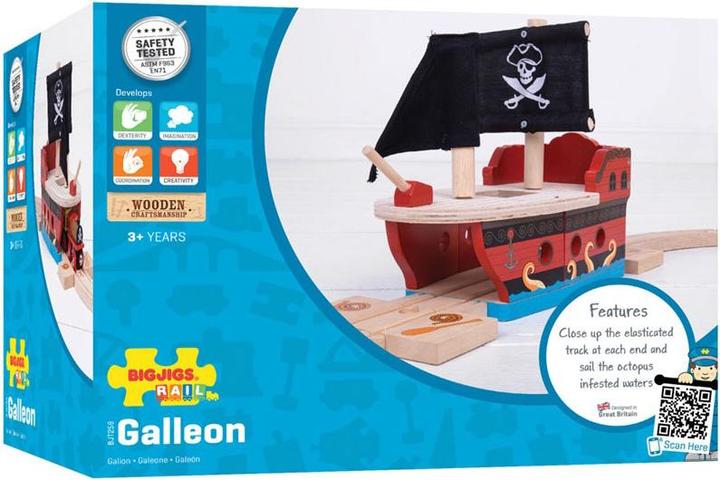 Actual product image Bigjigs Wooden rail pirate ship