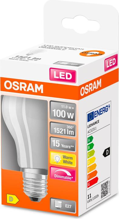 Actual product image Osram Retrofit Classic A (E27, 11 W, 1521 lm, 1 x, D)