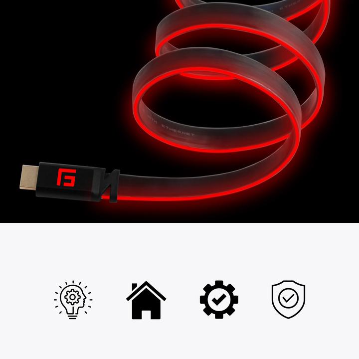 Actual product image Floating Grip HDMI Cable High Speed 8K/60Hz LED 3.0m red (3 m, HDMI)