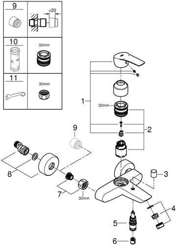 Produktbild Grohe Einhand-Wannenbatterie EUROSMART 1/2" chr