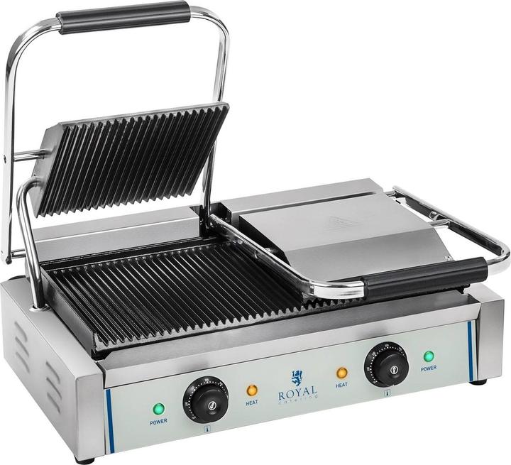 Image du produit Royal Catering Machine à panini nervurée double - 2 x 1 800 W