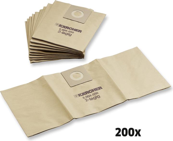 Kärcher Professional 6.904-318.0 Sacs filtres en papier, 200 x, T 12/1