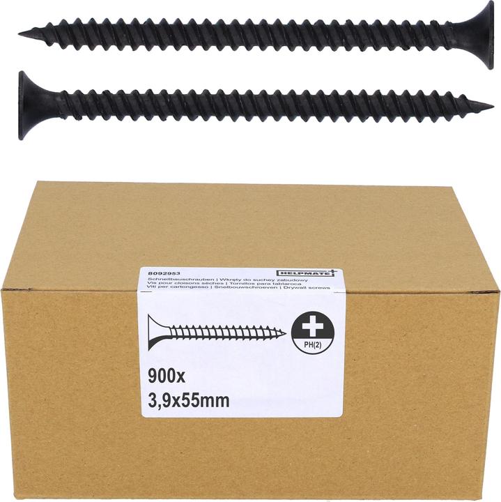 Actual product image Helpmate Schnellbauschraube 3,9x55, phosphatiert, PH-Antrieb, 900 Stück (900 Screws per piece)
