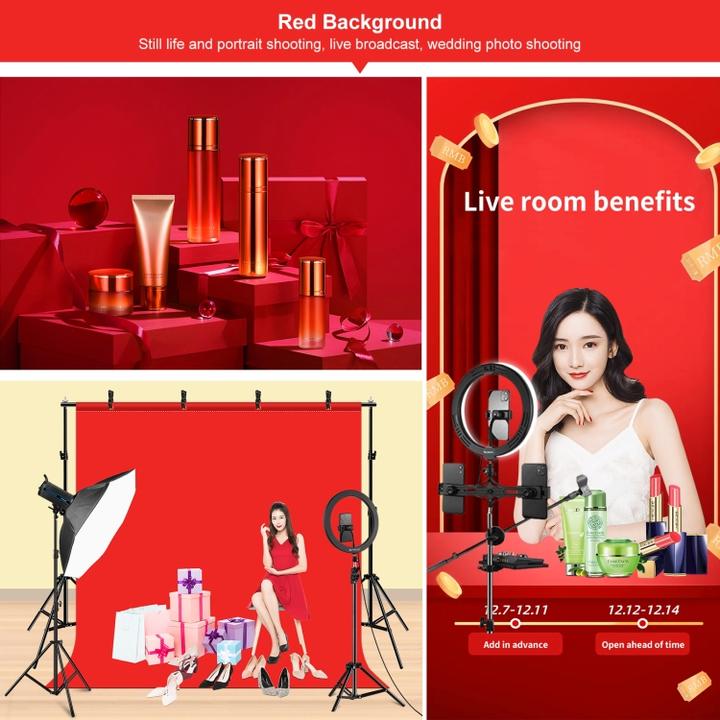 Actual product image Puluz 2x2m Photo Studio Background Stand Kit with Red / Blue / Green Backdrops (200 cm)