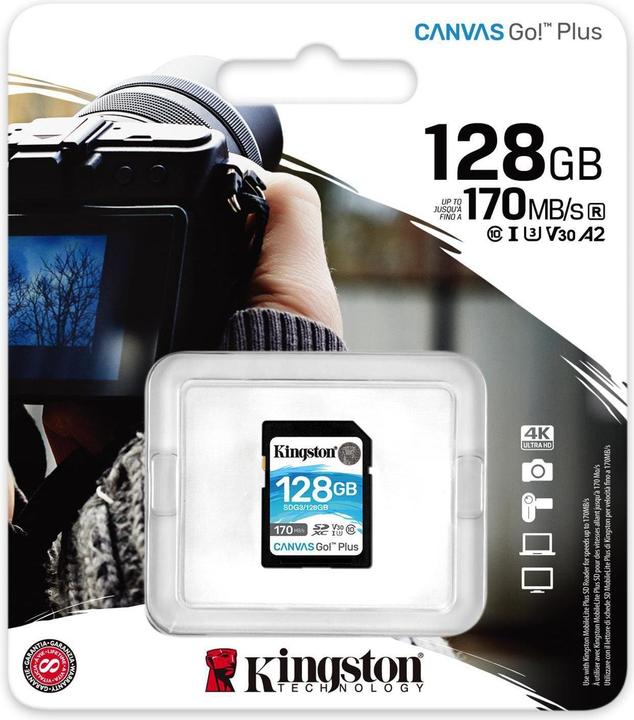 Image du produit Kingston Canvas Go! Plus (128 Go, SDXC, U3, UHS-I)