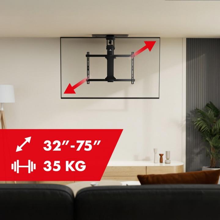 Produktbild Maclean electric ceiling TV mount TUYA support max VESA 600x400 90st swivel remote (Decke, 75", 35 kg)