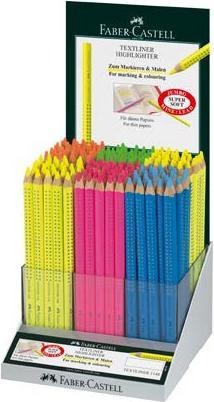 Faber-Castell Surligneur sec GRIP TEXTLINER DRY, présentoir (Orange, Pink, Vert, Jaune, Bleu, 180 x)