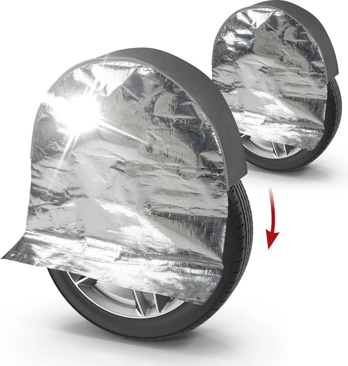 Immagine prodotto Walser Copriruota termico per pneumatici, 2 pezzi copriruota fino a 17 pollici/195 mm, copriruota argento