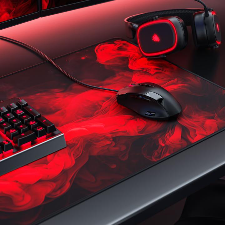 Produktbild Titanwolf Gaming Mauspad, 900 x 400mm XXL Speed Gaming Mausmatte, Mousepad Extragrosse Fläche, Red Smoke (XXL)