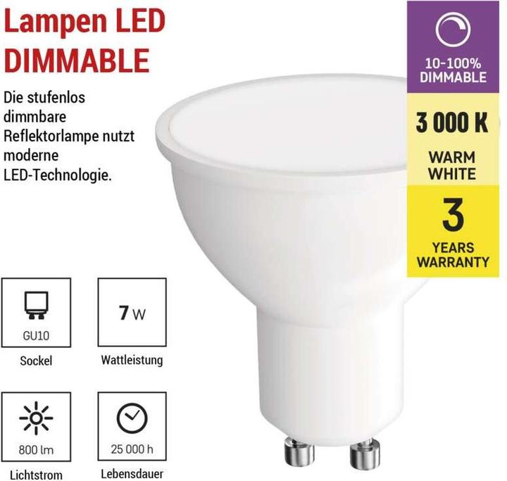 Immagine prodotto Emos Lampada LED classica (GU10, 7 W, 800 lm, 1 x, E)