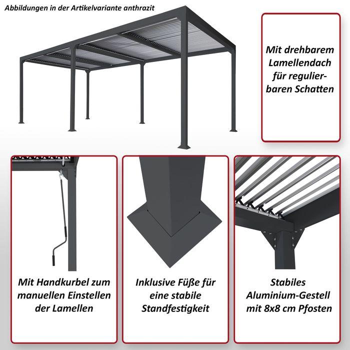 Actual product image Mendler Aluminium pergola HWC-L41, slatted pavilion, sturdy 8cm metal frame 3x6m - anthracite (300 cm, 306 cm)
