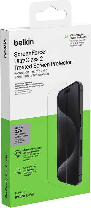 Immagine prodotto Belkin ScreenForce Pro UltraGlass2 (1 Pezzo/i, Apple iPhone 15 Pro)