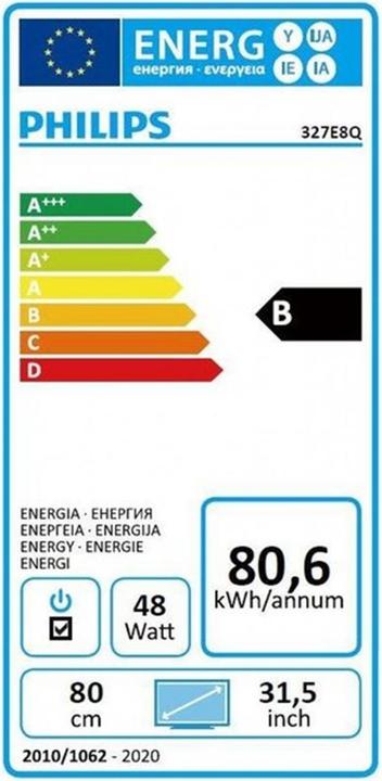 Energie-Label Philips 327E8QJAB/00 (1920 x 1080 Pixel, 32")