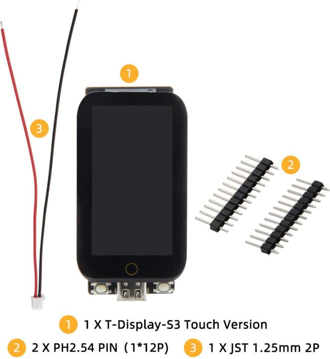 Actual product image Lilygo T-Display-S3 Touch ESP32-S3 with 1.9 inch touch display