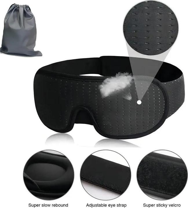 Image du produit Boruit Masque de sommeil 3D réglable - Noir (Masque de sommeil)