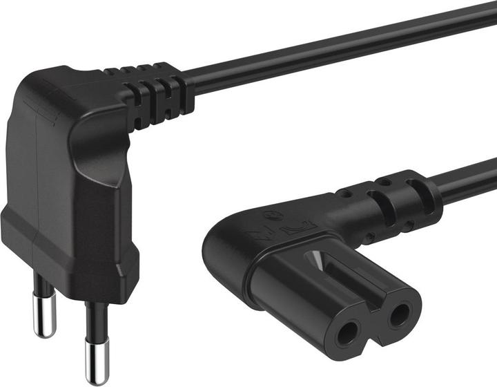 Produktbild Hama Netzkabel, beidseitig gewinkelt, Euro-Stecker, Doppelnut/C7, 5 m, Schwarz (5 m)