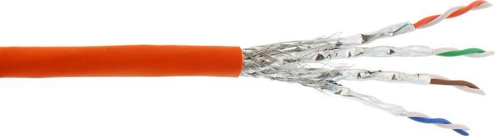 Produktbild InLine Verlegekabel Cat.7a, S/FTP (PiMF) 4x2x0,58 AWG23, 1200MHz, B2ca halogenfrei, orange, 50m (S/FTP, CAT7a, 50 m)