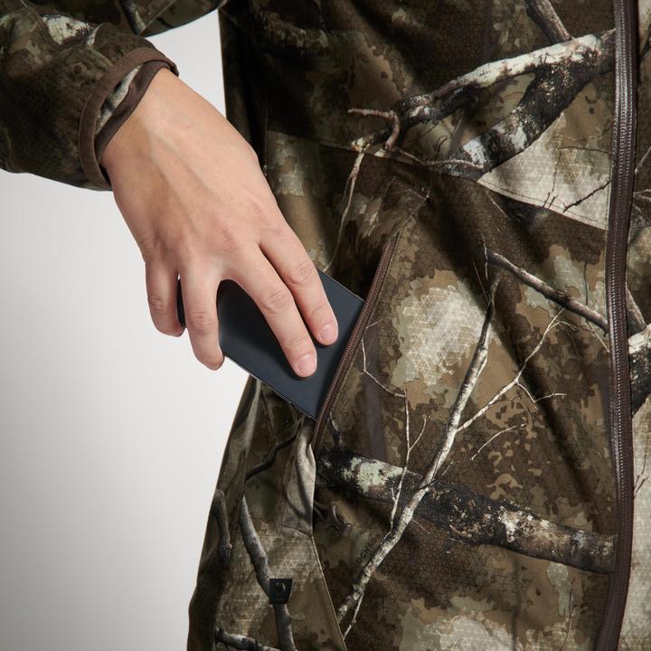 Actual product image Solognac Hunting jacket rain jacket 500 ladies low noise camouflage
