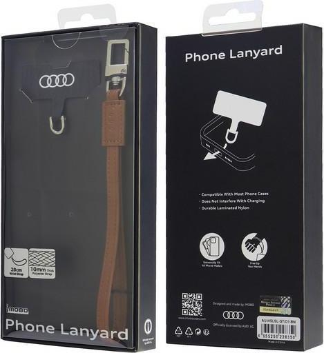 Produktbild Audi uniwersalna smycz do telefonu 28cm 10mm Leather brązowy/brown AU-HSLSL-GT/D1-BN