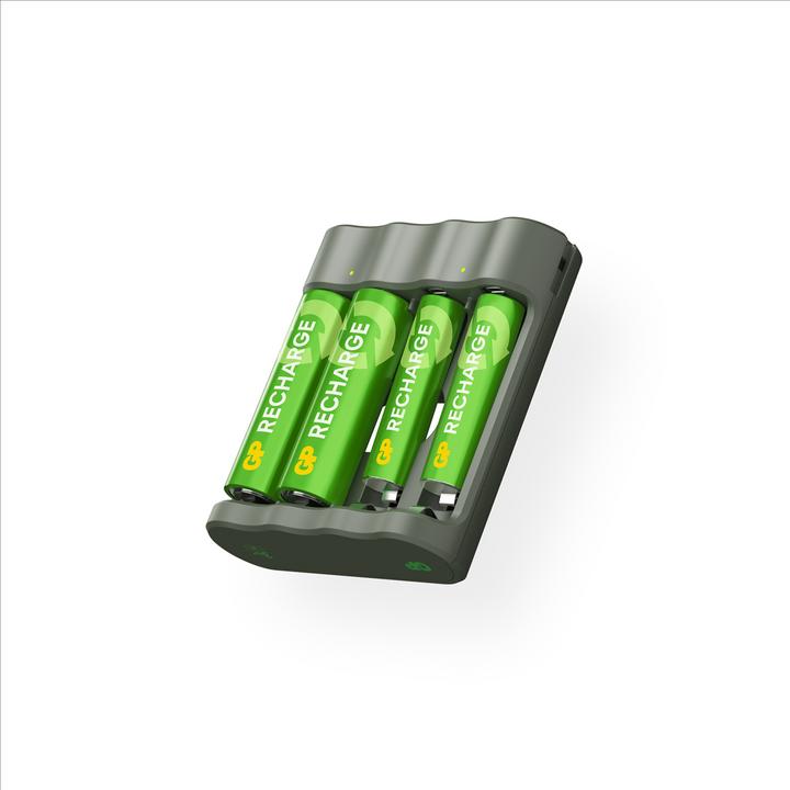 Productafbeelding GP Batteries GP Oplaadbare Batterijlader, B441 (USB), incl. 2 x AA 2100 mAh + 2 x AAA 800 mAh Batterijen (4 Pcs., AA, AAA, 2100 mAh, Oplaadbare batterijen + lader)