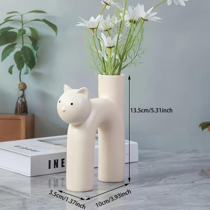 Alopini Miniatur-Katzenvase aus Harz: 13.5cm/5.31inch hoch, 3.5cm/1.37inch Durchmesser, dekorative Kunst (1 x)