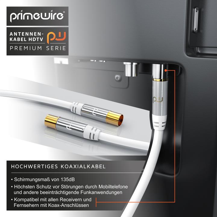 Immagine prodotto Primewire Cavo antenna HDTV | Cavo coassiale premium 135dB / 75 Ohm | FullHD / 4K Ultra HD | Cavo TV (135 dB, Cavi antenna)
