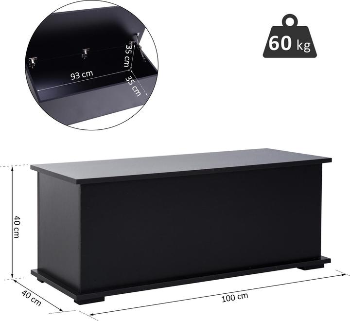 Image du produit Homcom Caisse en bois avec couvercle rabattable (100 x 40 x 40 cm)