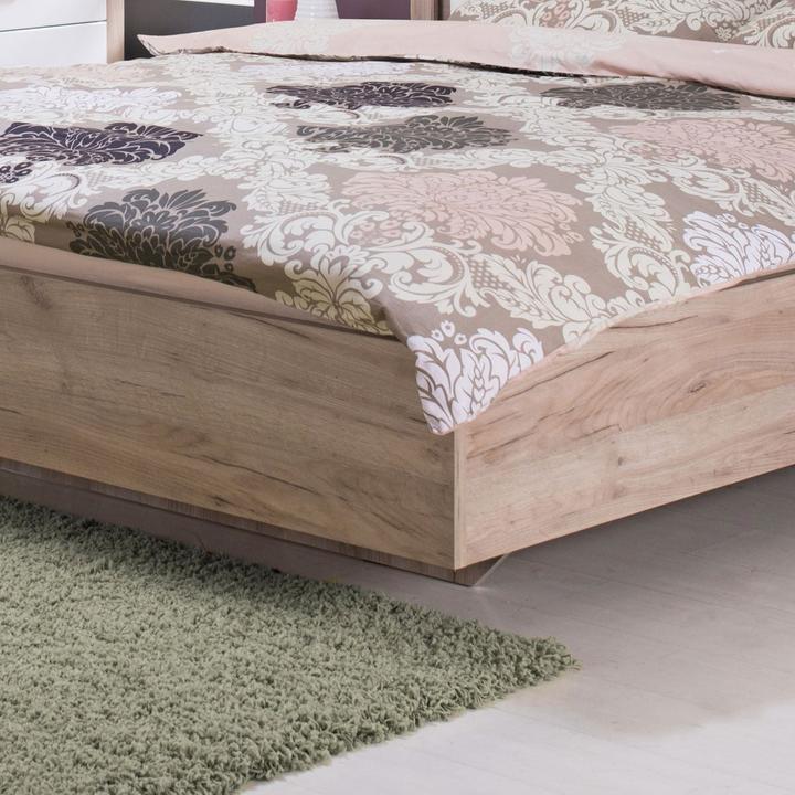 Image du produit Floki24 Lit double en bois Lit rembourré Cadre de lit matrimonial avec sommier à lattes Chêne gris (160 x 200 cm)