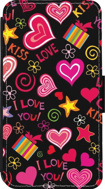 Image du produit PhoneLook Coque Wallet noir Valentine 2023 love symbols (Apple iPhone 13 mini)