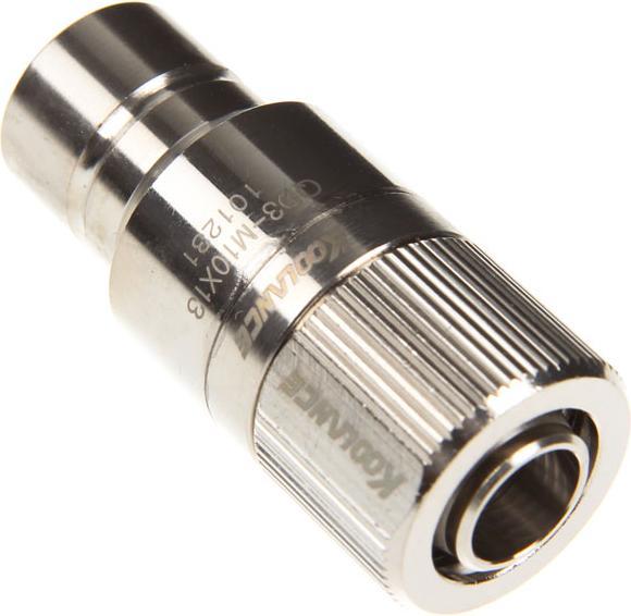 Actual product image Koolance QD3 quick connect straight male to 13/10mm - no-spill
