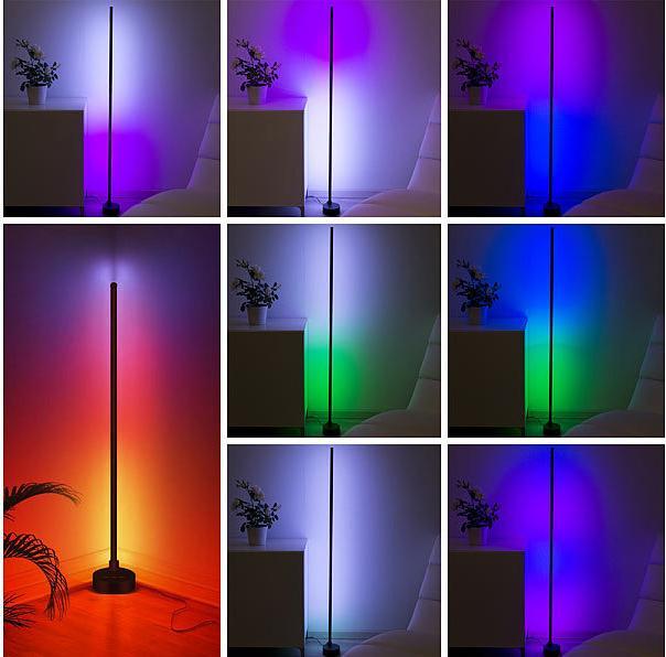 Image du produit Luminea WLAN-LED-Steh-/Eck-Leuchte mit App, 12 Watt, schwarz (750 lm)