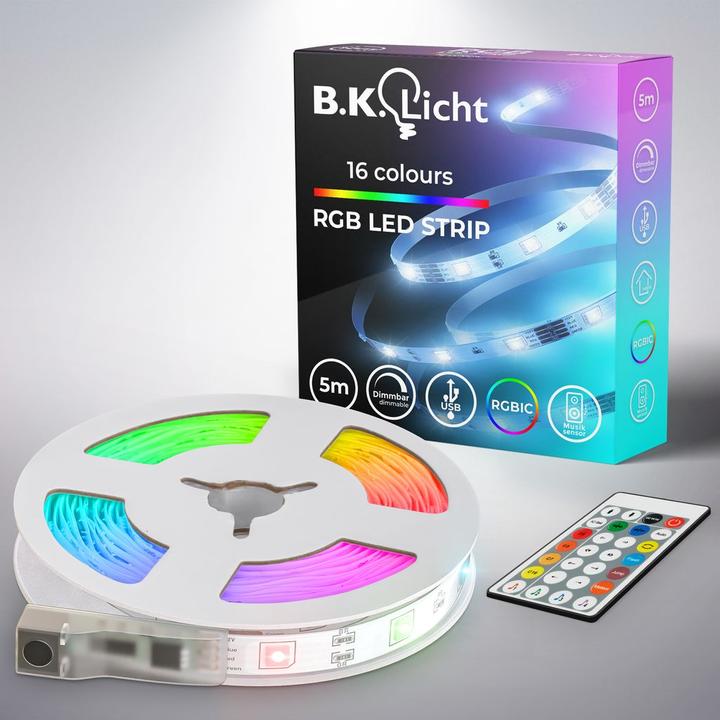 Immagine prodotto B.K.Licht Striscia LED RGB magica (RGB, 500 cm, Interno)