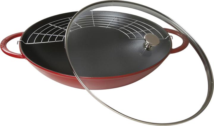 Image du produit Staub Wok avec couvercle en verre (37 cm, Wok, Fonte)