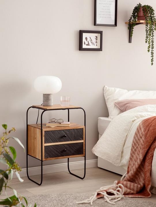 Actual product image FineBuy Bedside console FB55691 Acacia solid wood brown (40 x 60 x 30 cm)