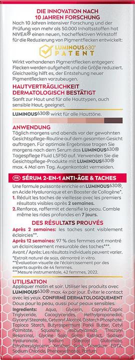 Produktbild NIVEA Cellular Luminous 630 2in1 Anti-Age & Altersflecken Serum (30 ml)