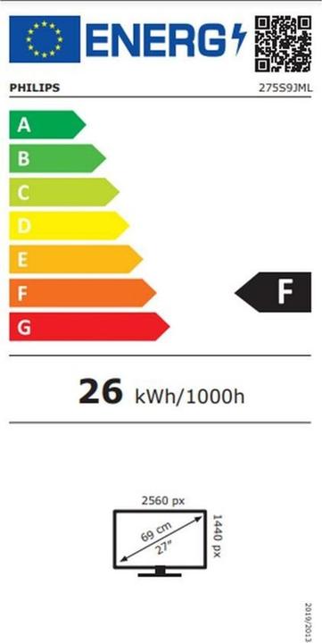 Energie-Label Philips S-line 275S9JML (2560 x 1440 Pixel, 27")