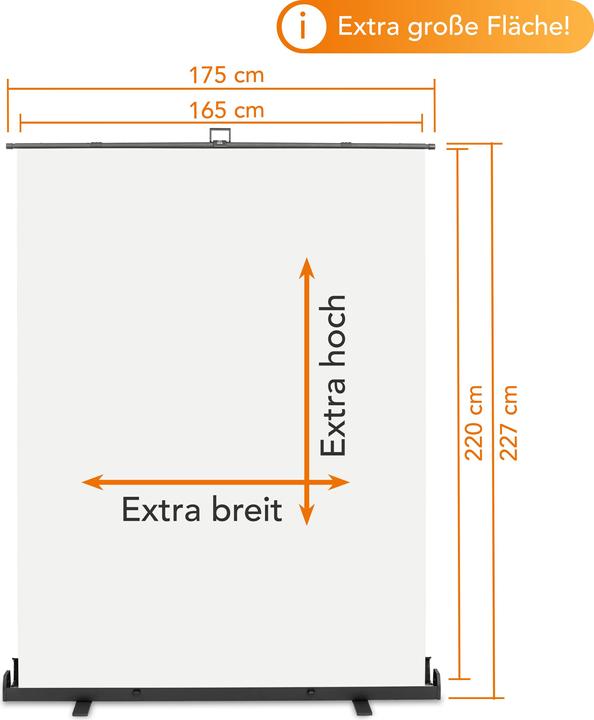 Produktbild Walimex pro Roll-up Panel Hintergrund weiss 165x220 (176.50 cm, 15 cm)