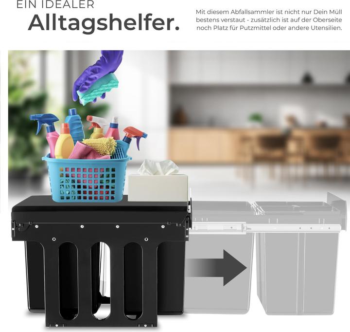 Produktbild tectake Abfallsammler Ashlyn, 3-fach Trennung, 31L, Teleskopschienen (31 l)