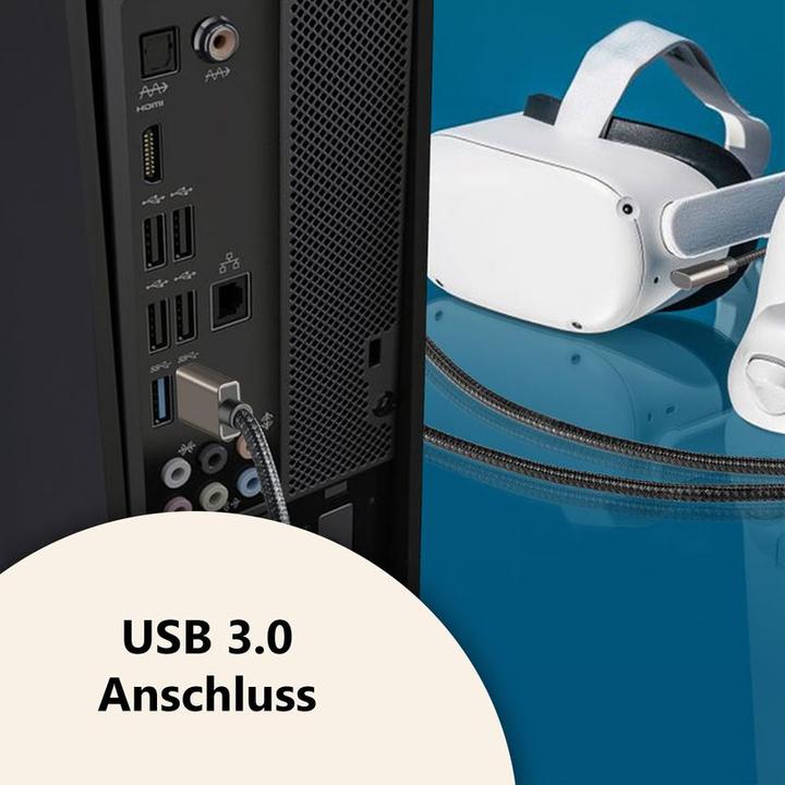 Produktbild Hermex Kabel für VR Brille 5m Datenkabel für Oculus Quest 1 + 2 VR Headset