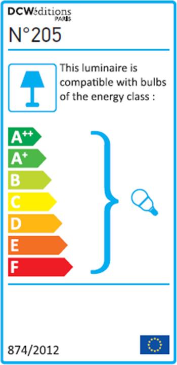 Energie-Label DCW éditions Lampe Gras Modell N°205 Tischleuchte