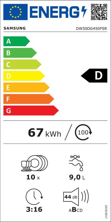 Label énergétique Samsung DW50DG450FSR