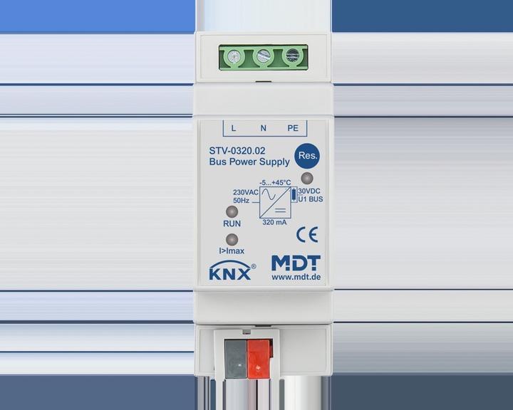 Actual product image MDT EIB/KNX bus power supply, 2TE, REG, 320/640mA - STV-0320.02