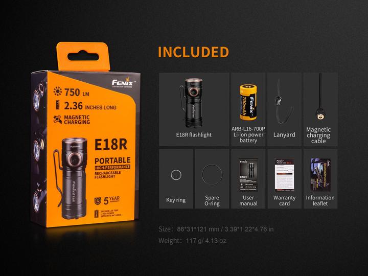 Image du produit Fenix E18R (6.60 cm, 750 lm)